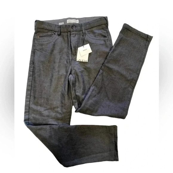 Zara Grey Herringbone  Dress Pants Trousers Size 11-12 - Picture 3 of 12